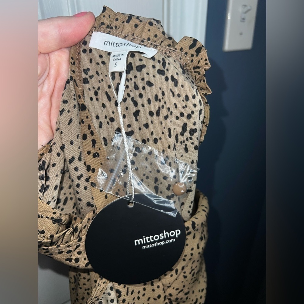 NWT Mittoshop Women’s Small Brown Animal Print Sleeveless Tiered Midi Dress S - Picture 10 of 16